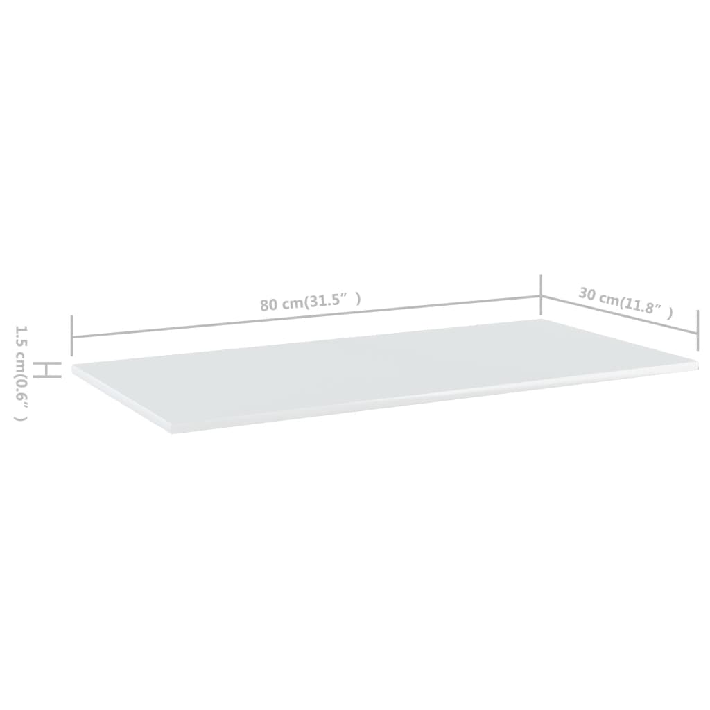 NNEVL Bookshelf Boards 4 pcs High Gloss White 80x30x1.5 cm Chipboard
